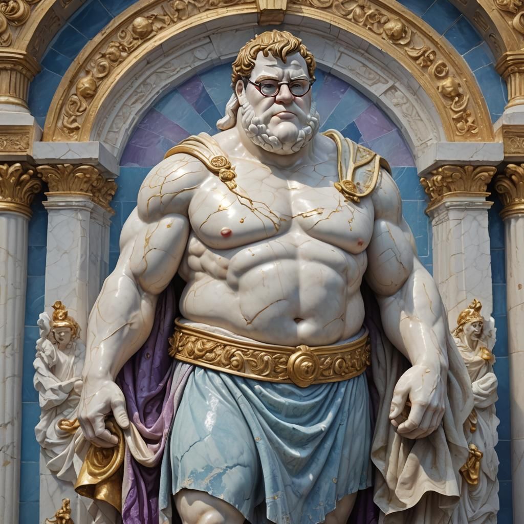 Realistic Marble Statue of a Cartoon Character