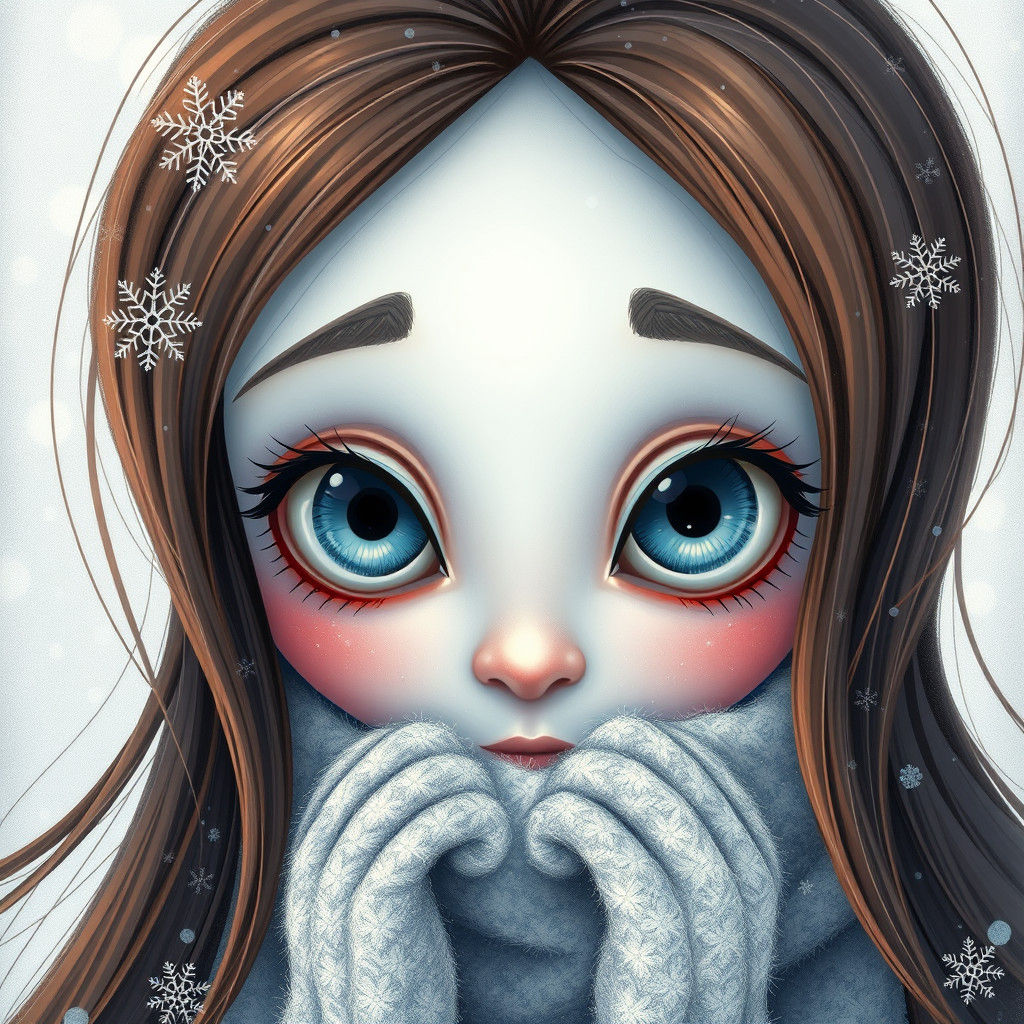 Whimsical Winter Character in Surreal Lowbrow Art