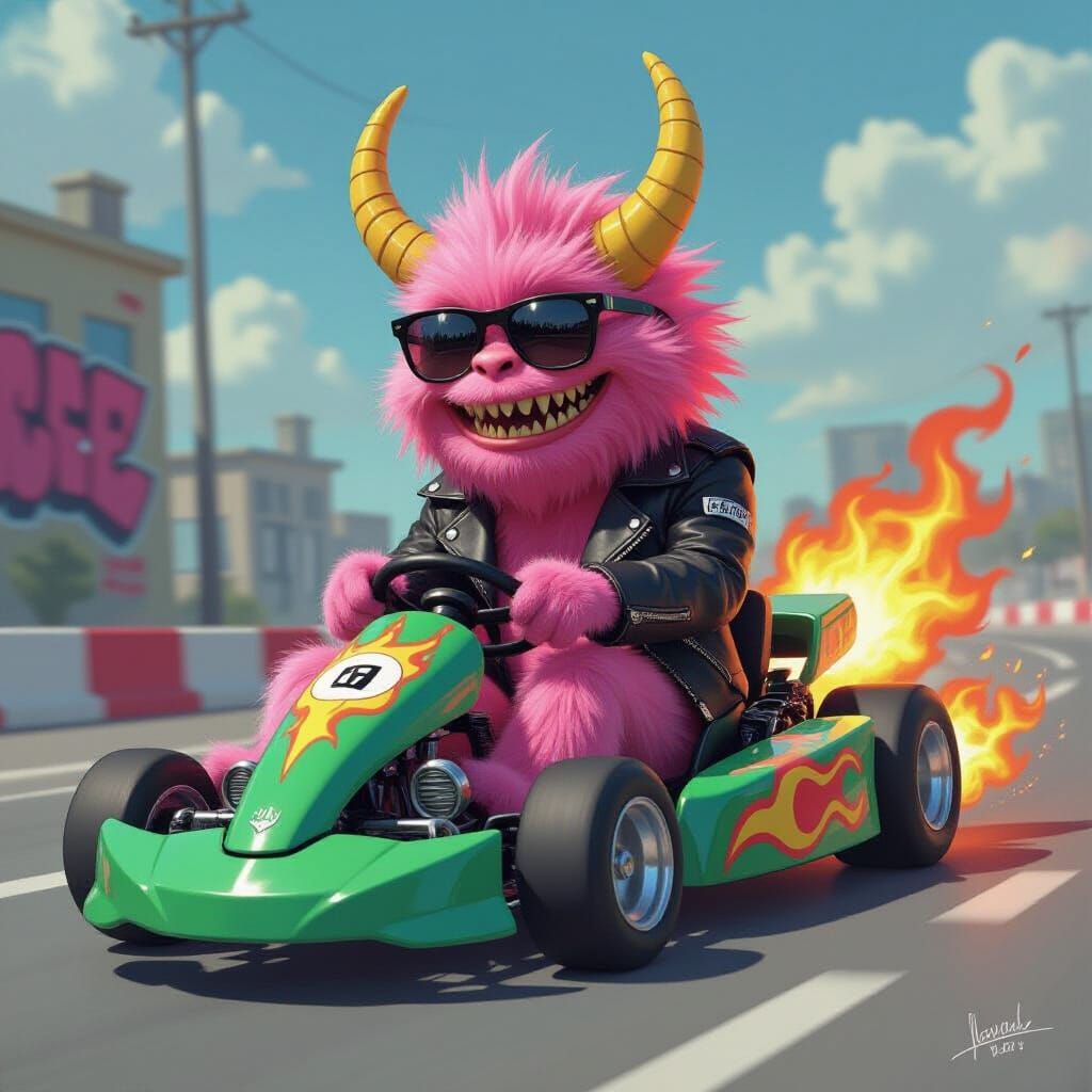 Monster Go-Kart Race in Graffiti Style
