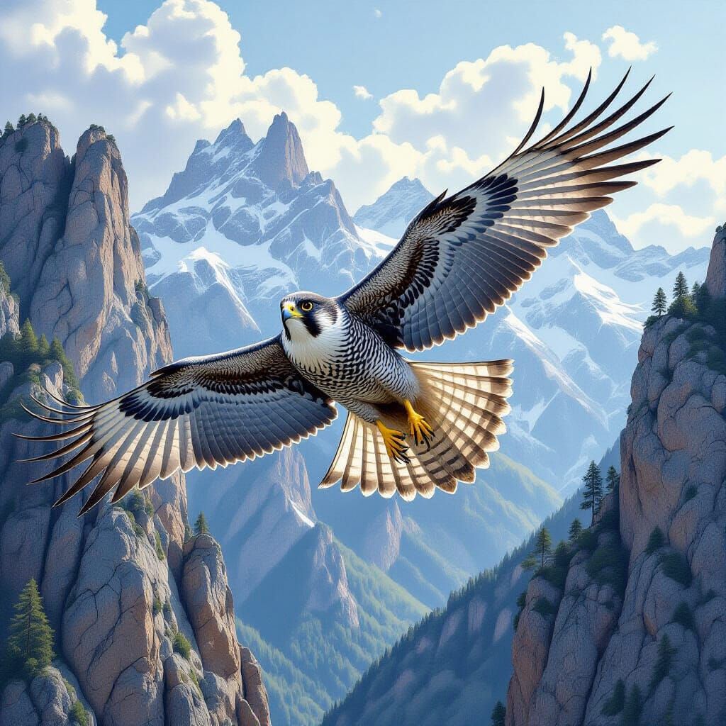 Let's create: Peregrine Falcon - Cliffs