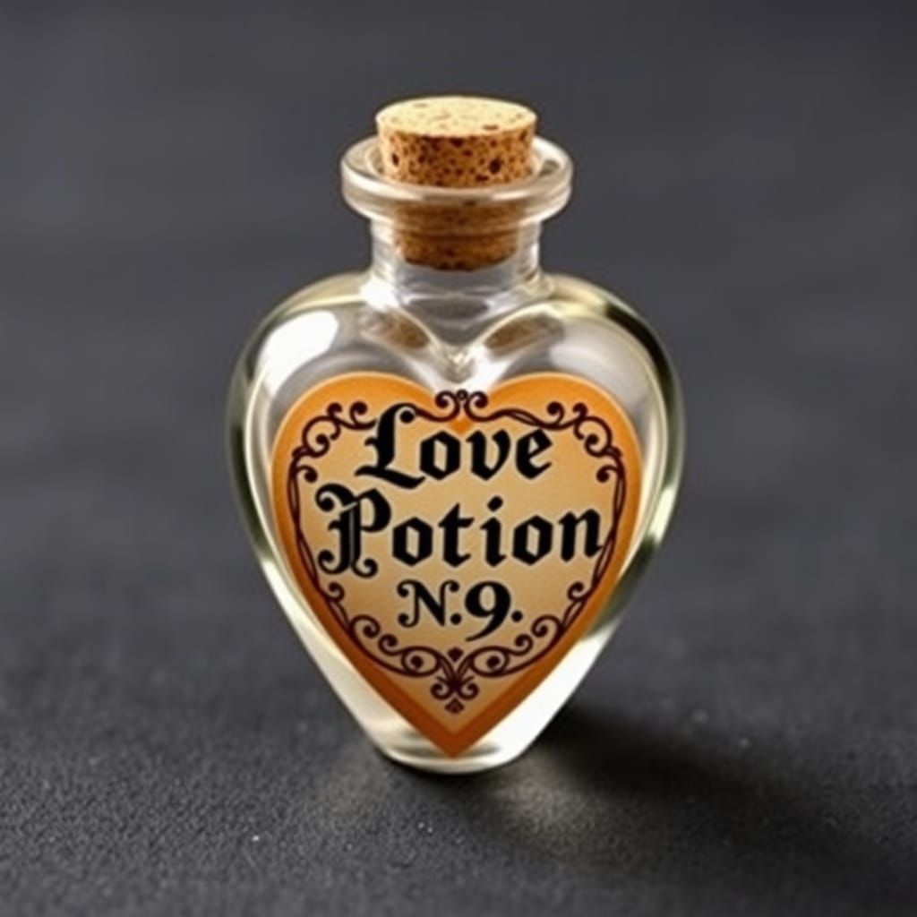 Vintage Love Potion Bottle in Ornate Glass