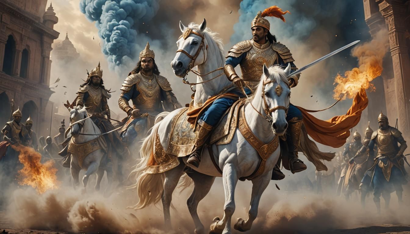 Indian King on White Horse Digital Painting