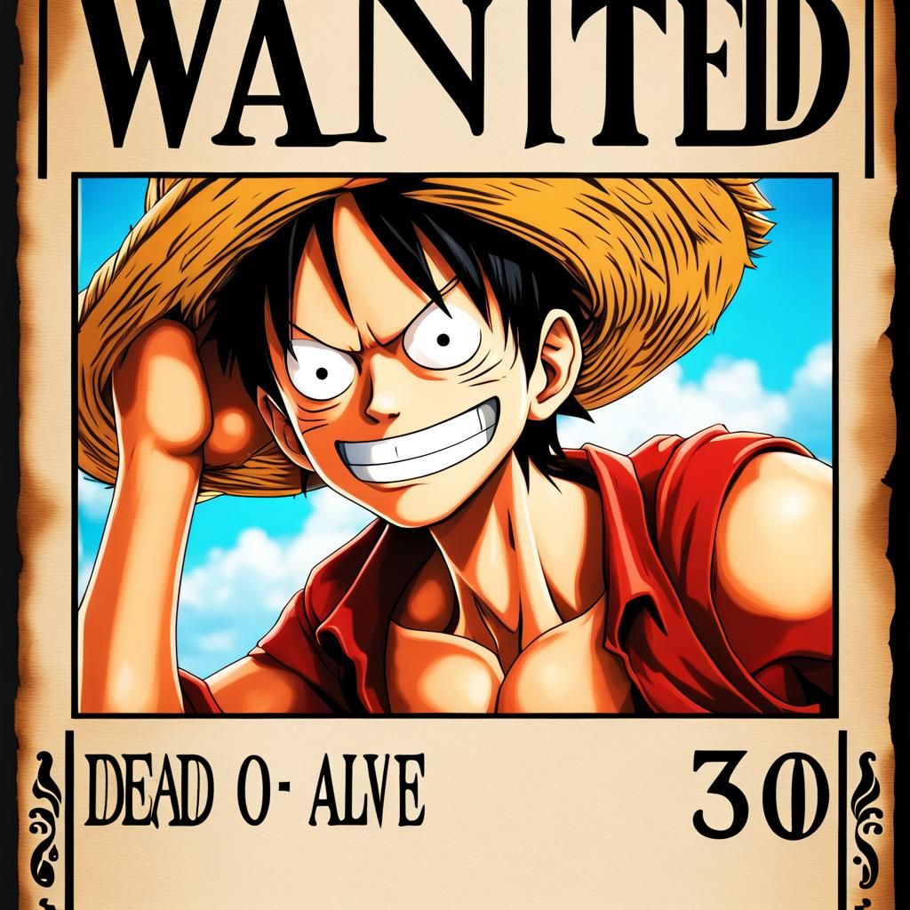 Luffy Wanted Poster: Hyperrealistic Concept Art