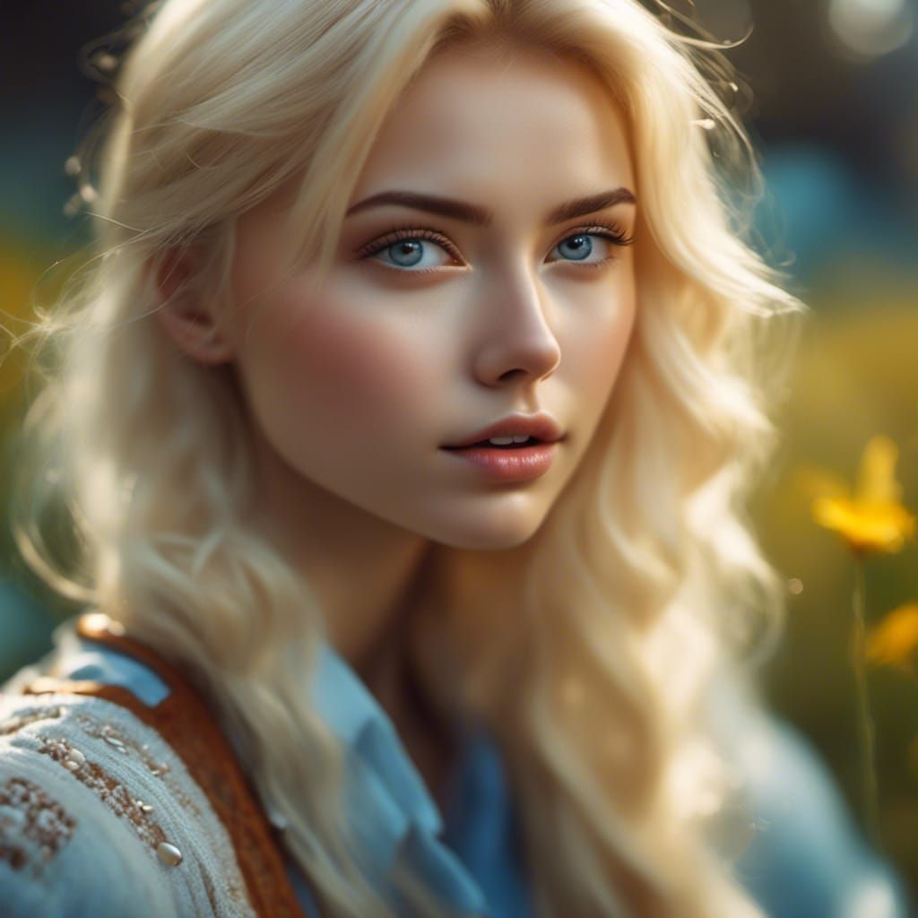 Realistic Portrait of Blonde Swedish Girl