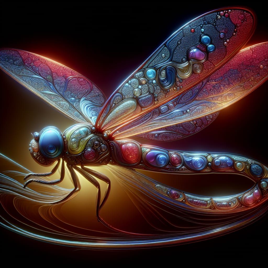Hyperrealistic Dragonfly in Glass Art Style