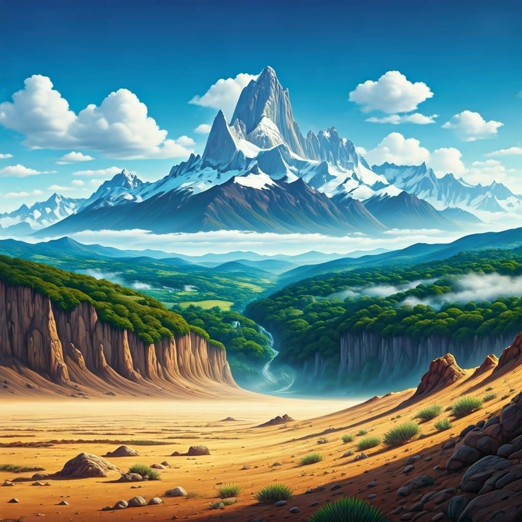 Peru's Diverse Climates in Hyperrealistic Landscape