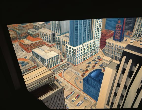 Minneapolis Downtown Window View in Hyperrealistic Style
