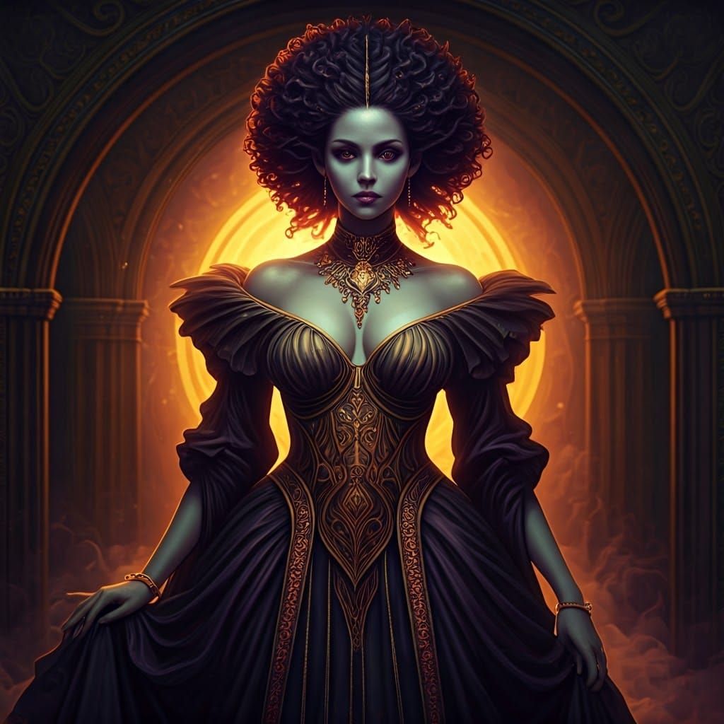 Alien Woman in Art Nouveau Dark Fantasy Style