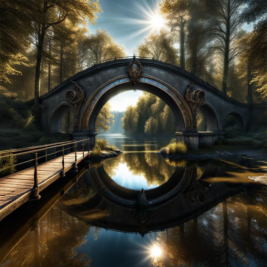 Reflection of a round bridge in a lake #2
