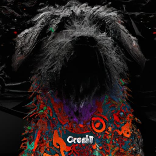Black Doodle Dog with Grateful Dead Logo