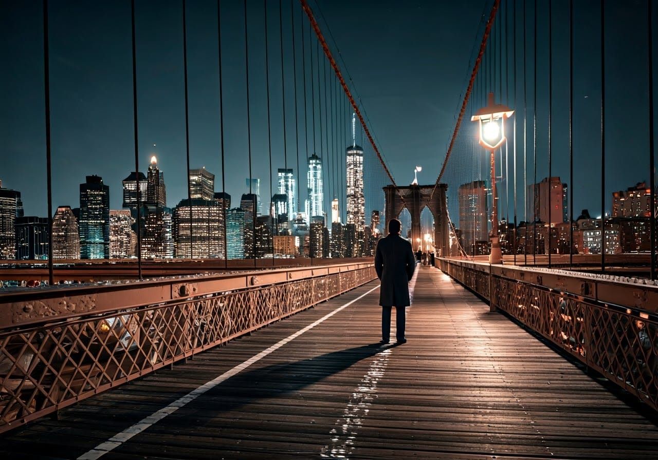 Moonlit Manhattan: Noir Cityscape at Night