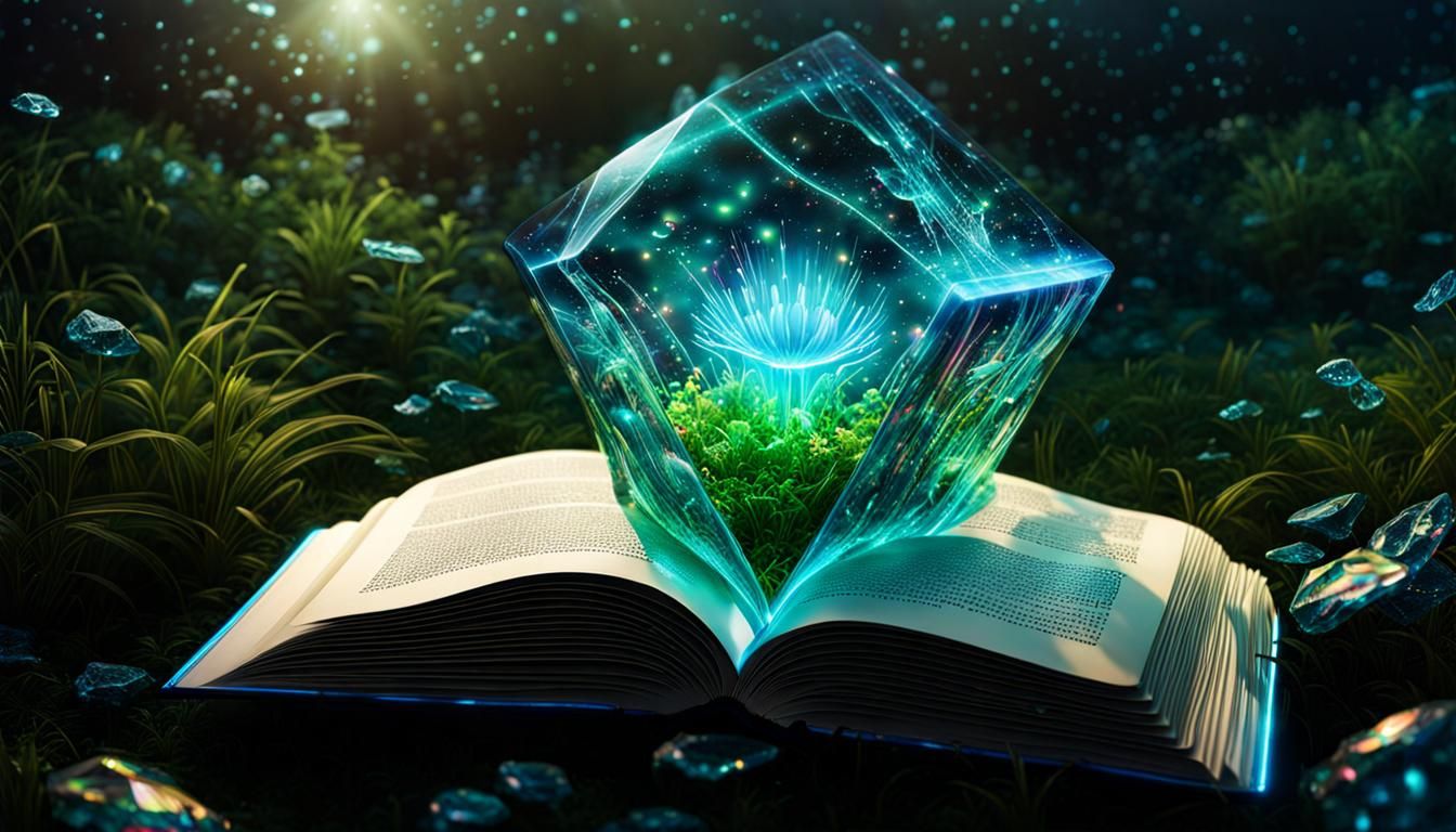 Futuristic Book in Pretty Garden with Sea View