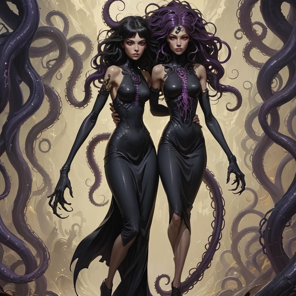 Eldritch Horror Twins in Dark Fantasy Style