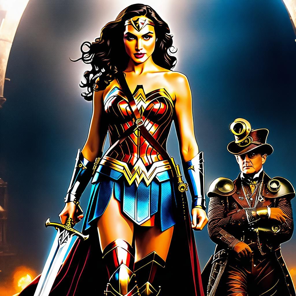 Wonder Woman Steampunk Victorian Armor with Magic Sword