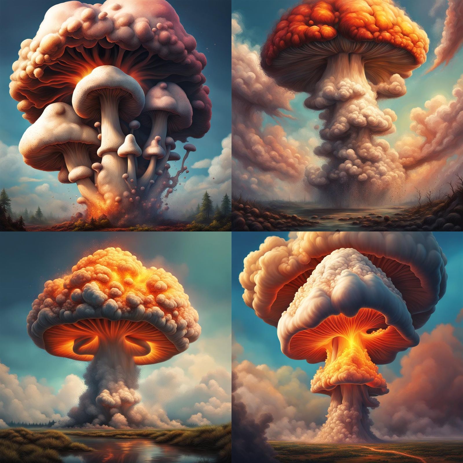 Hyperrealistic Mushroom Cloud Concept Art