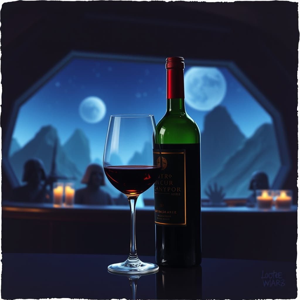 Necr'ygor Omic Wine in a Galactic Cantina Setting