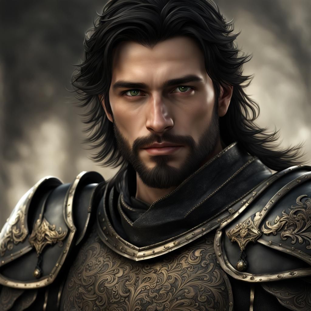 Handsome Knight with Scar in Hyperrealistic Style