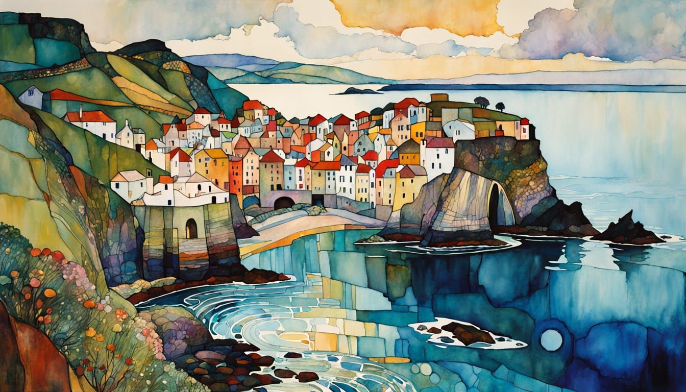 Ethereal Devon Seascapes in Expressive Mixed Media