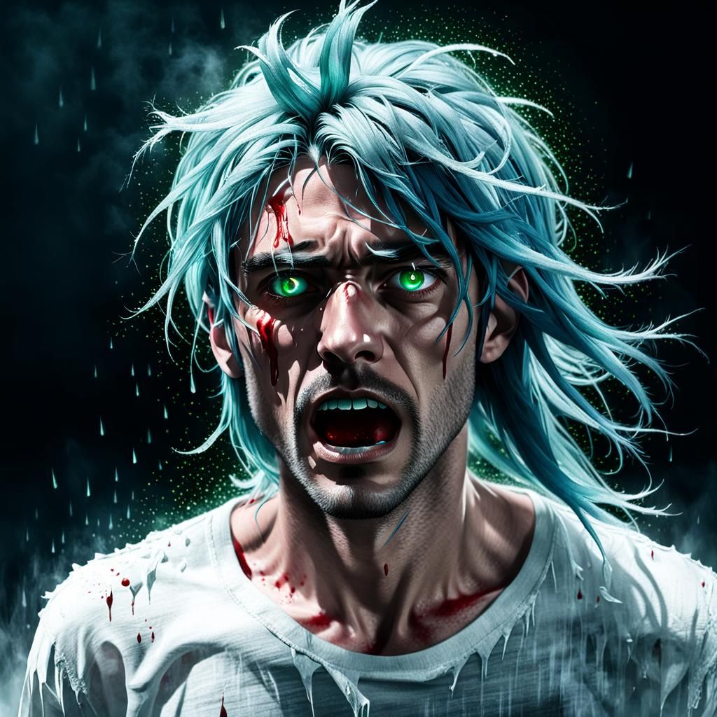 Frightened Man Runs Through Ominous Darkness