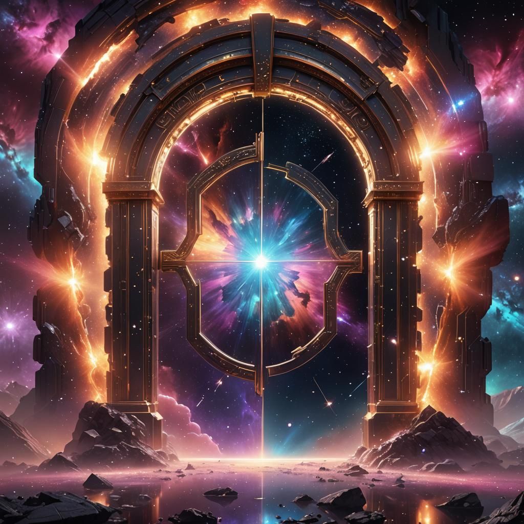 Crystal Door Portal in Space: Digital Matte Painting