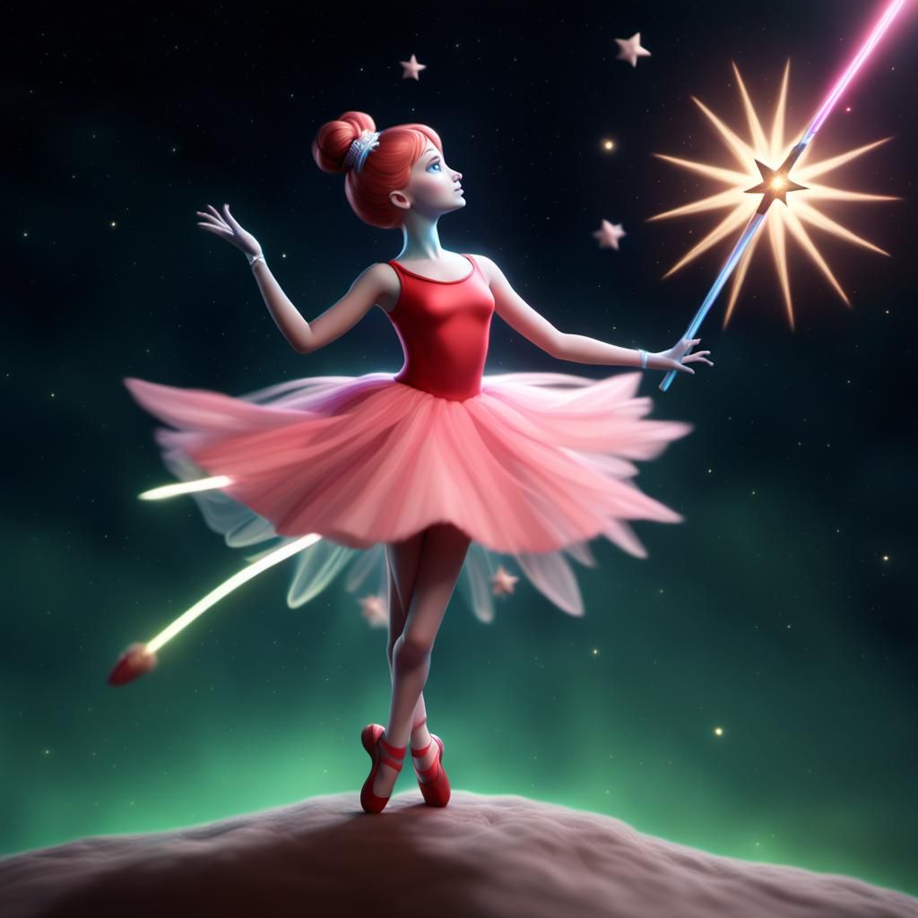 Star Ballerina with Magic Wand, Art Nouveau Style