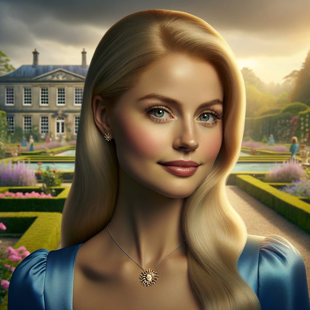 Fair-Skinned Blonde Woman in Garden Setting