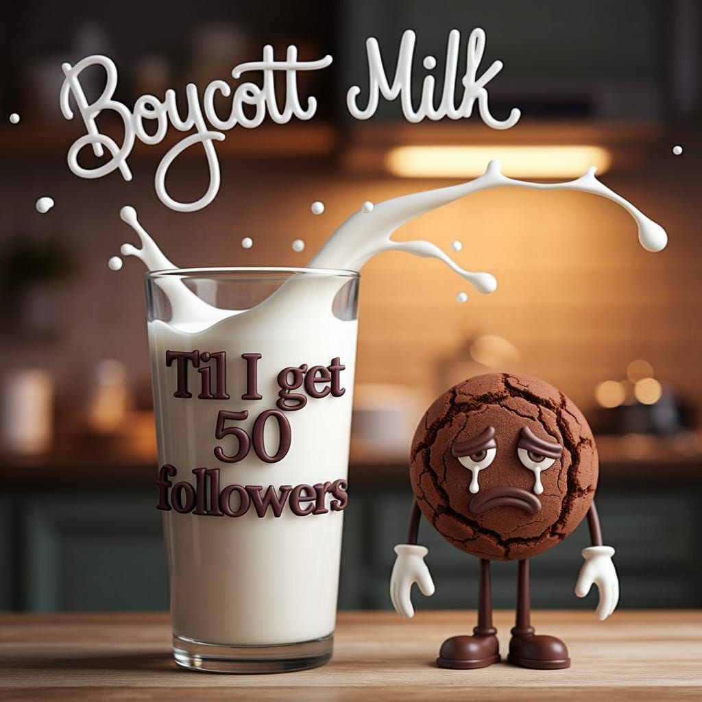 Milk Boycott Message with Sad Cookie