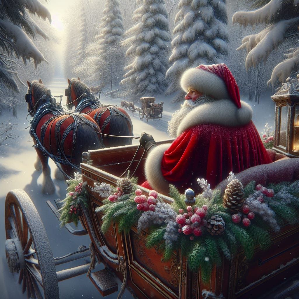 Santa Claus in Winter Forest, Photorealistic Style