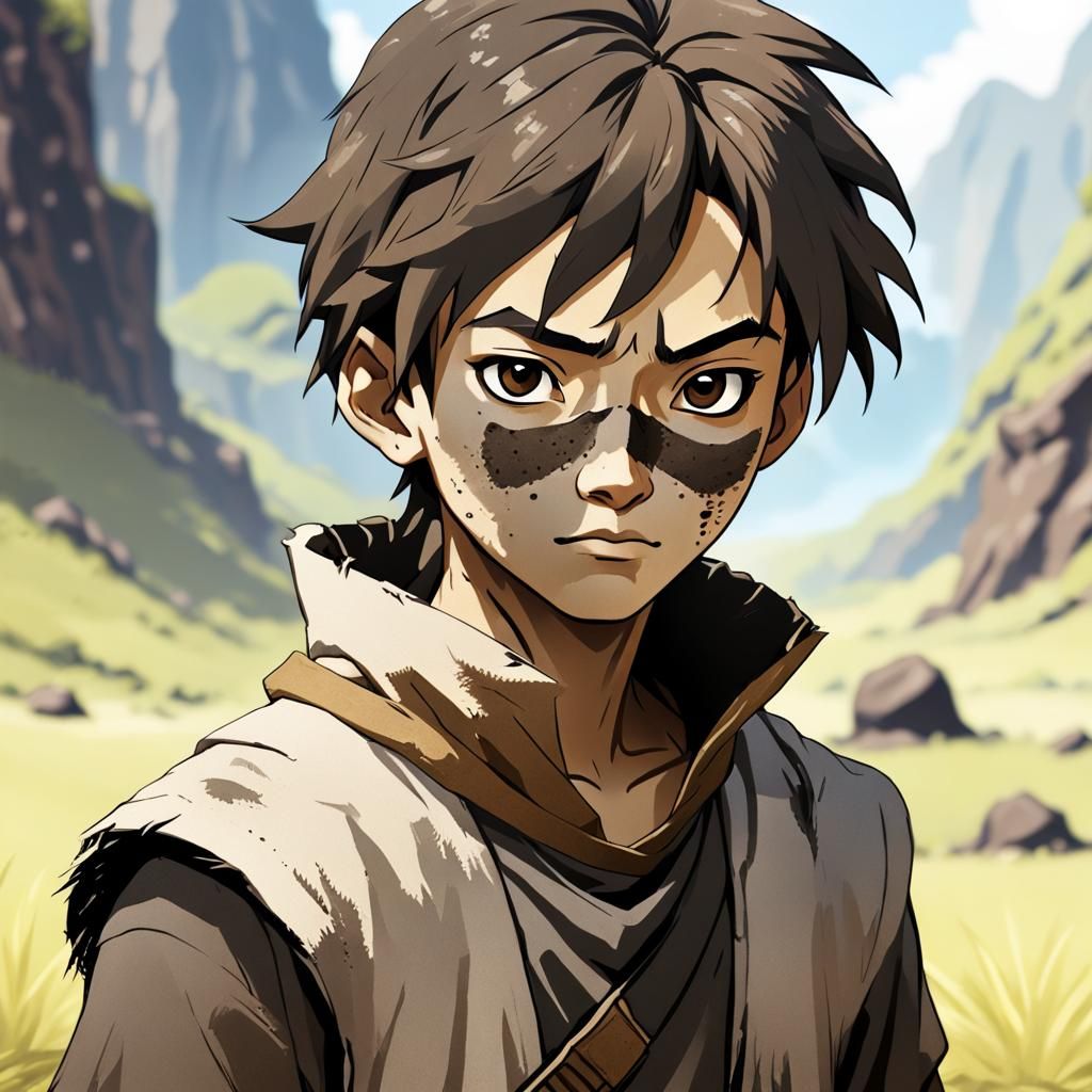 Earth Kingdom Boy Portrait in Avatar Art Style