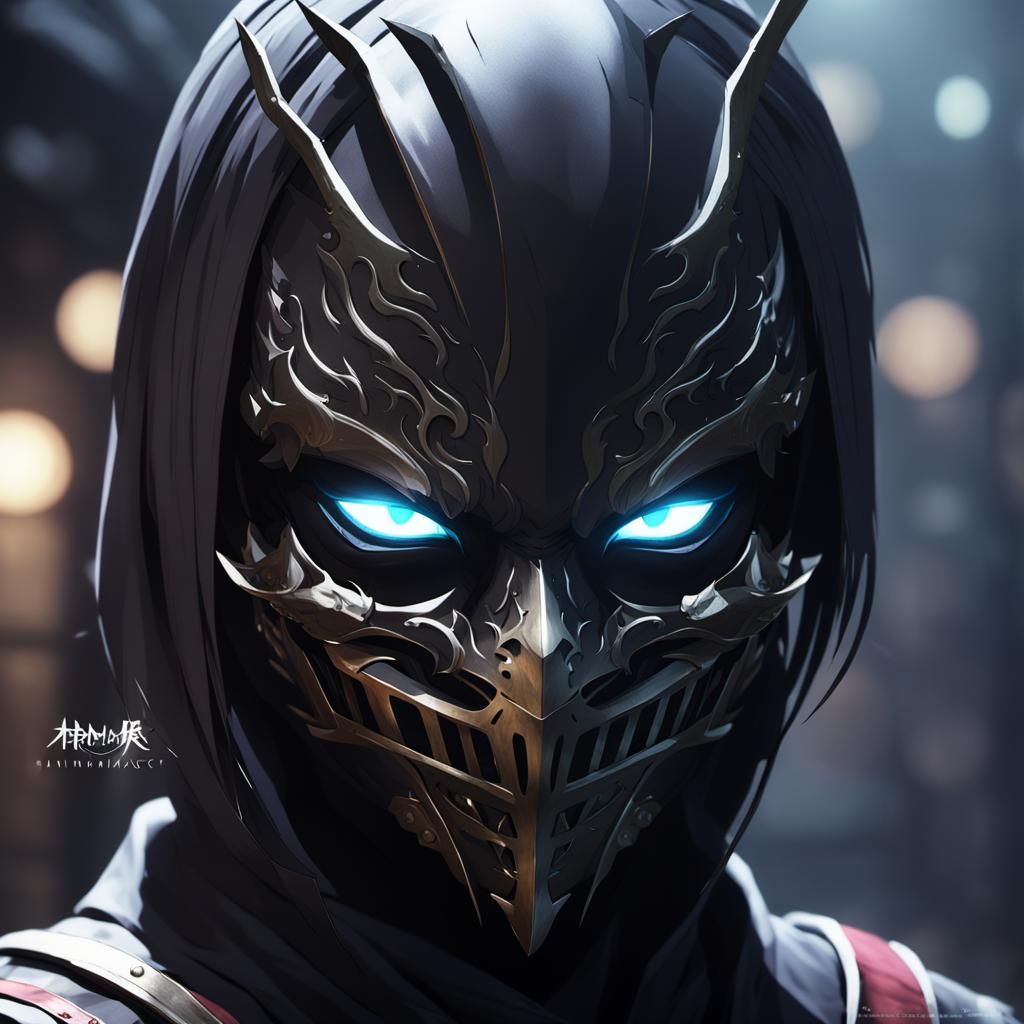 Masked Figure in Darkness: 3D Anime Art
