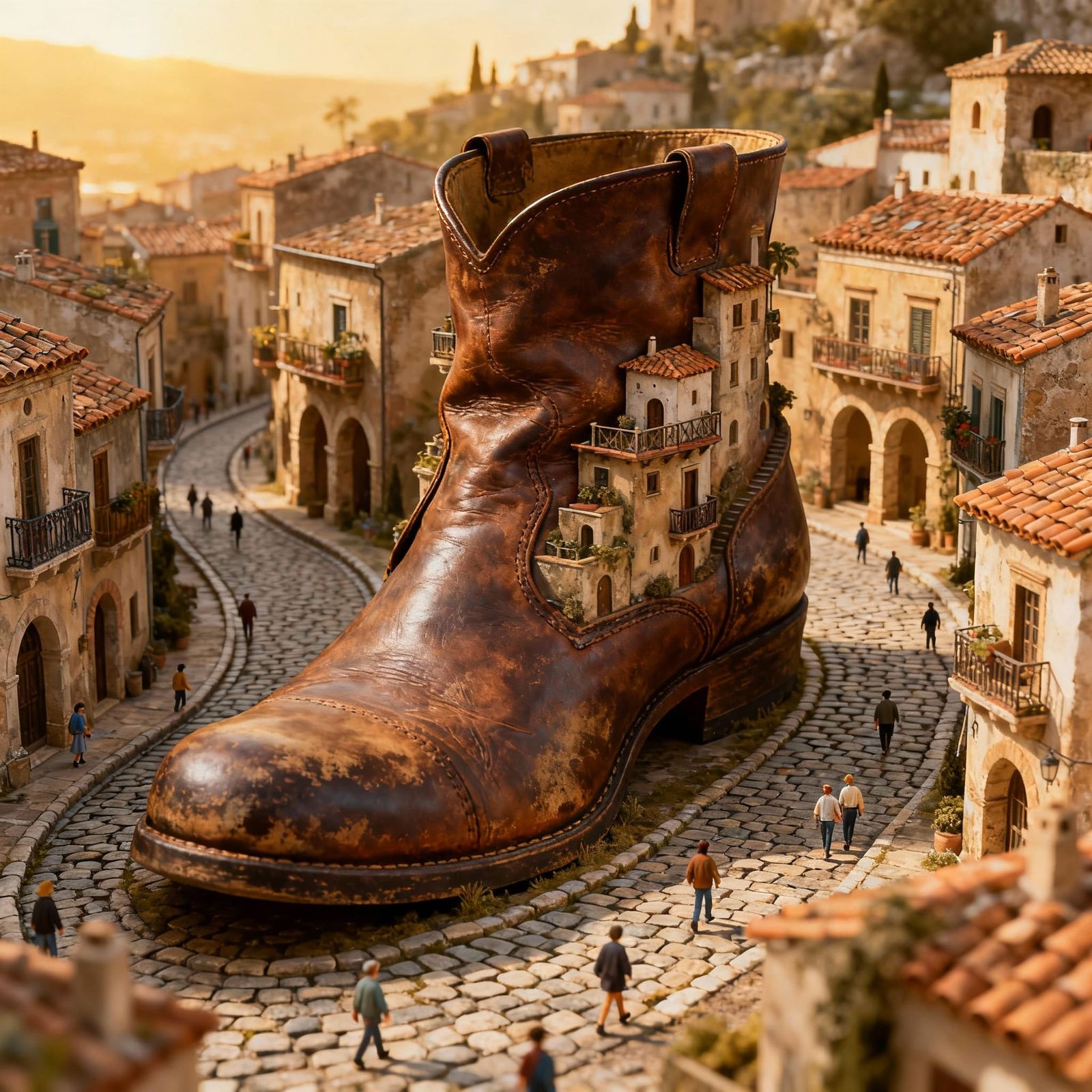 Walking City Boot: Surreal Miniature Architecture