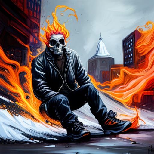 Ghost Rider Graffiti Art in Street Style