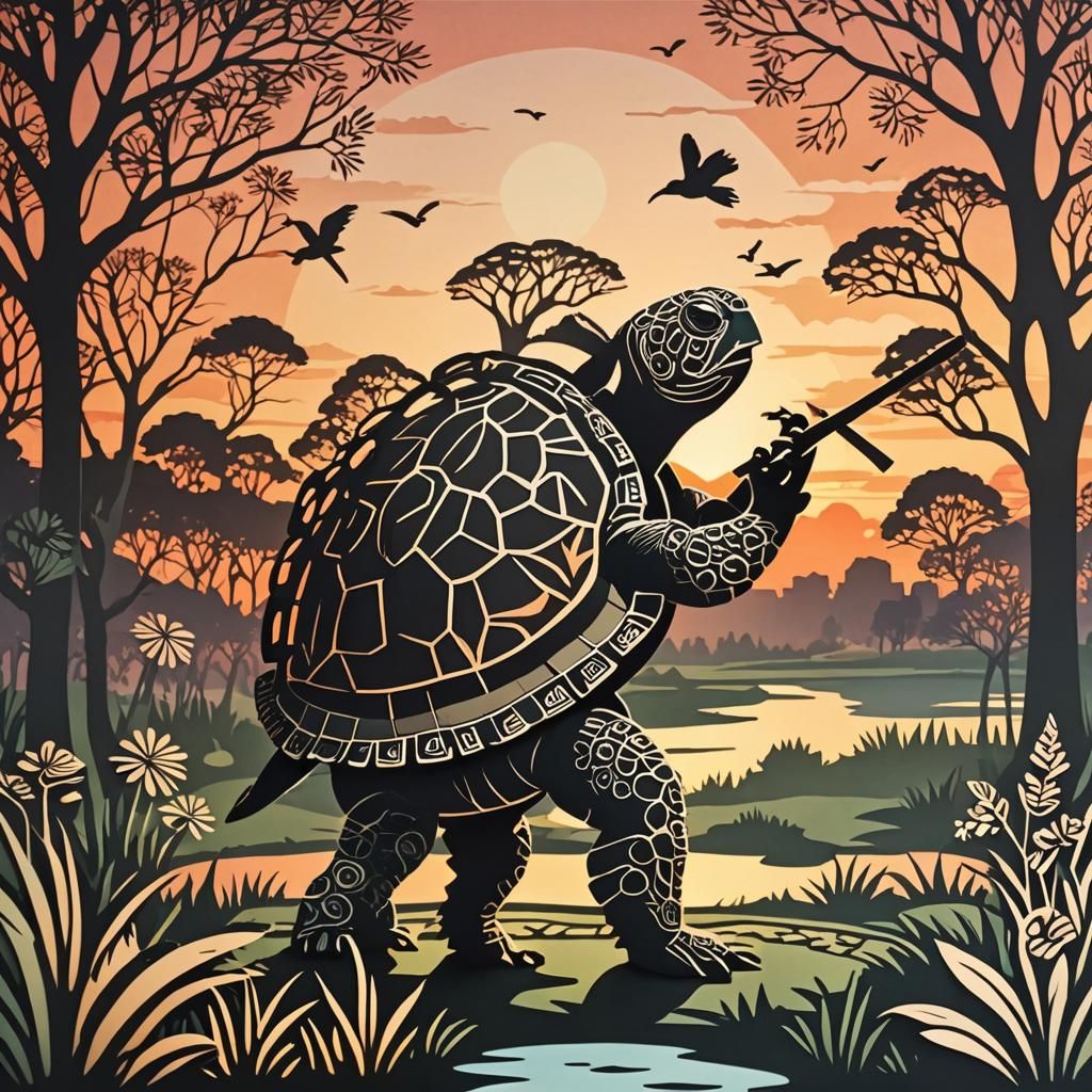 Turtle Dancing in Sunset Park: Papercut Art