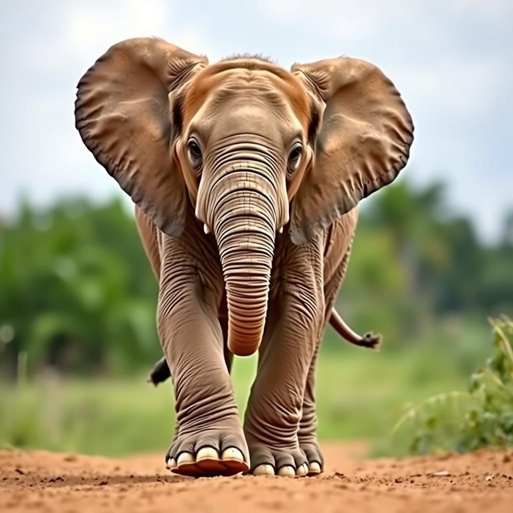 Happy Baby Elephant Walking