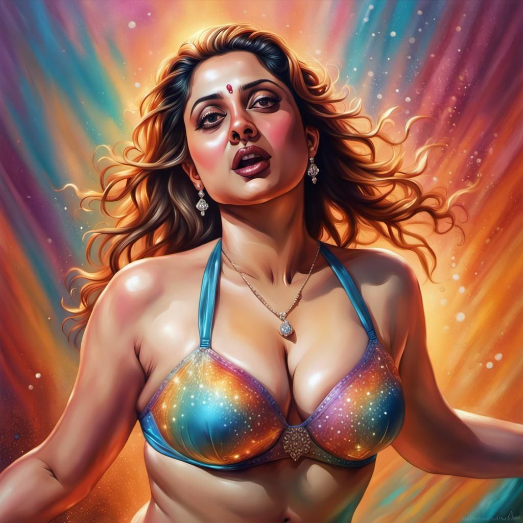 Hyperrealistic Bikini Portrait with Splash Art Elements