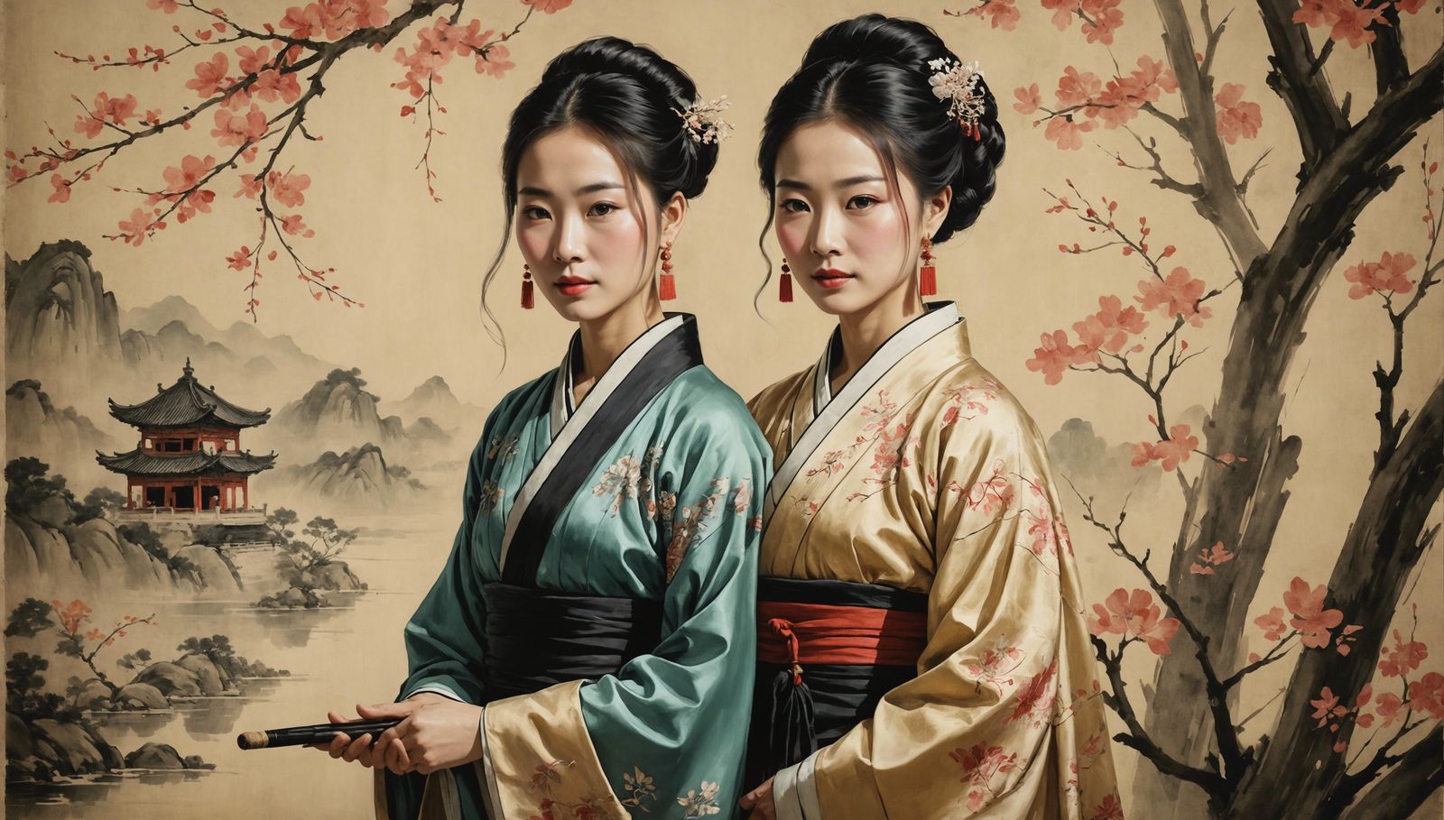 Gongbi Painting: Woman in Traditional Chinese Dress