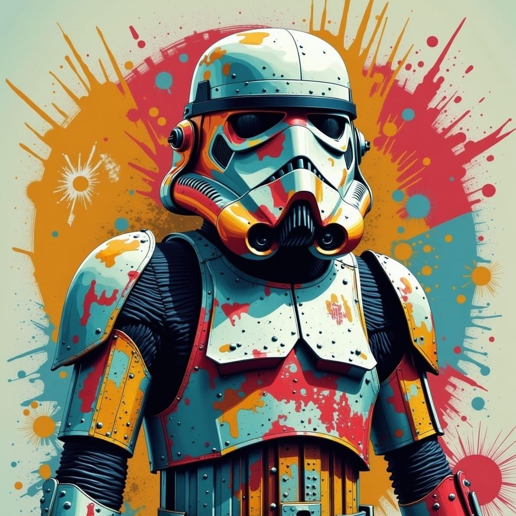 Grunge Stormtrooper Portrait with Distressed Colors