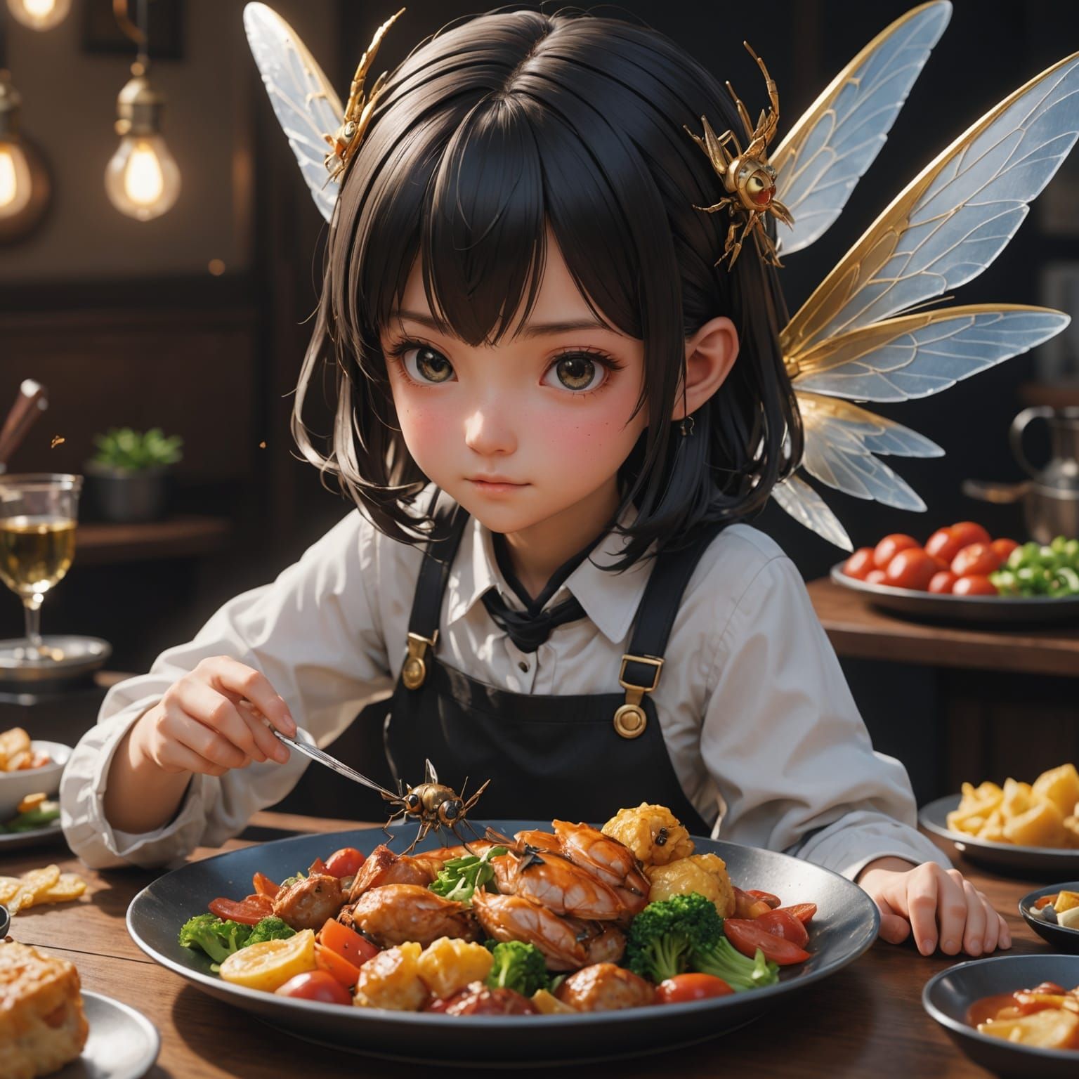 Surreal Anime Concept Art of a Gleeking Fly-Bitten Clack-Dis...