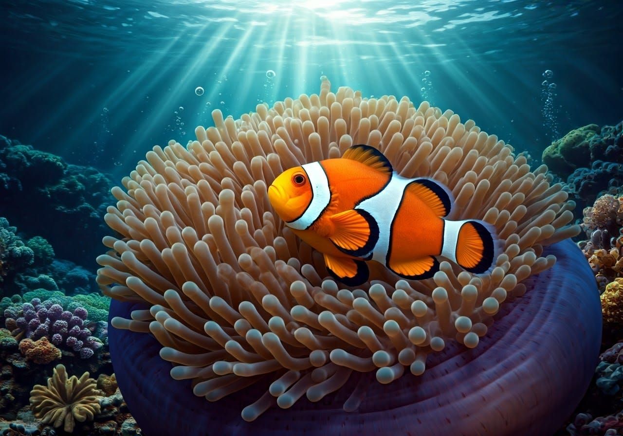 Clownfish and Anemone: A Photorealistic Underwater Scene