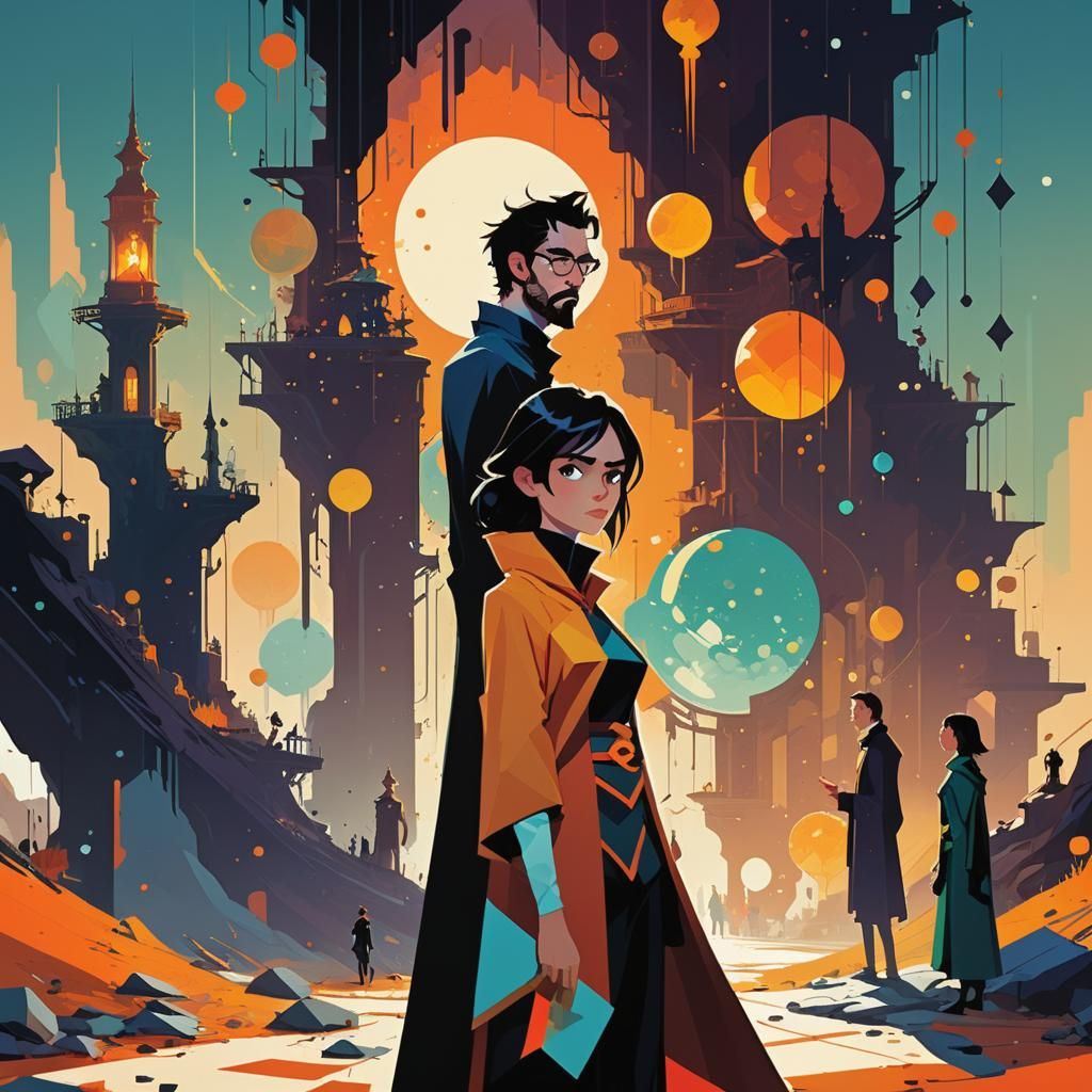 in the minimalist illustrative style of Yanz Gutierrez, Lina...