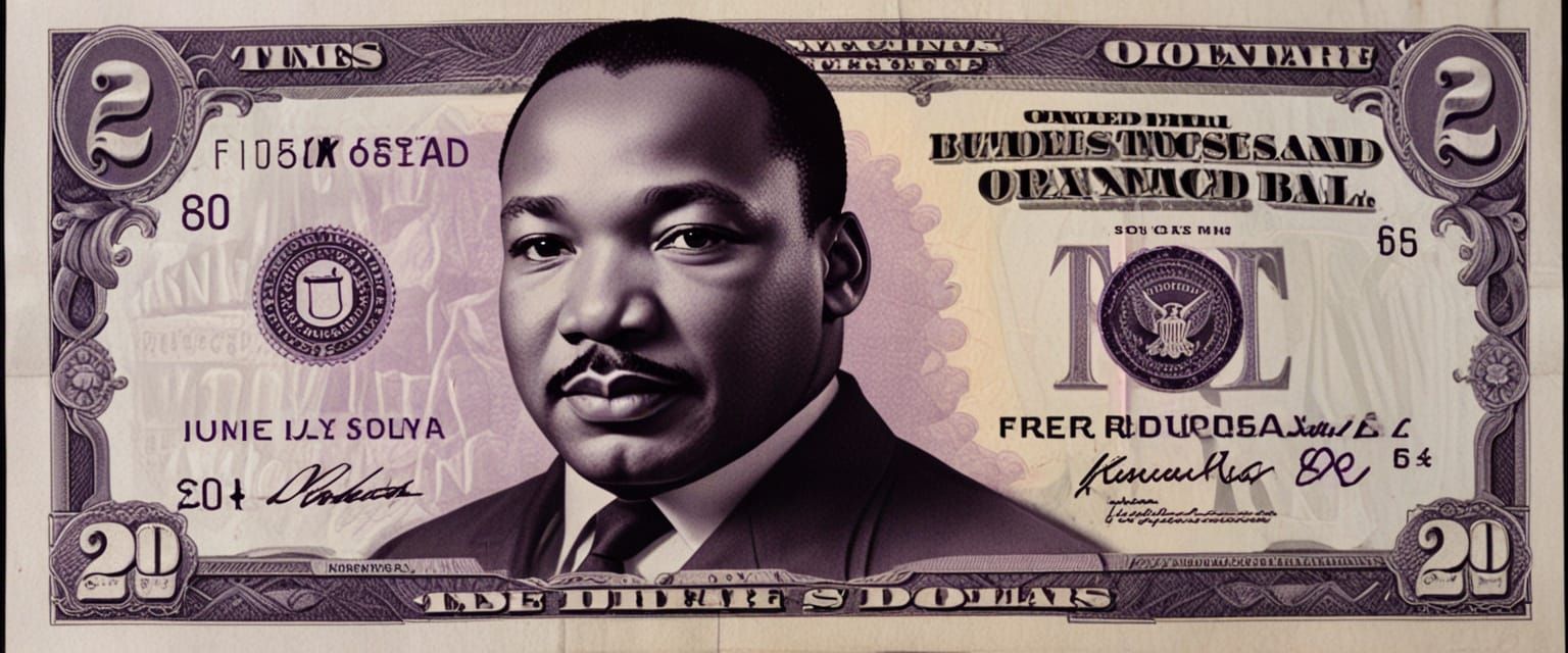 Martin Luther King on $20 Bill in Purple