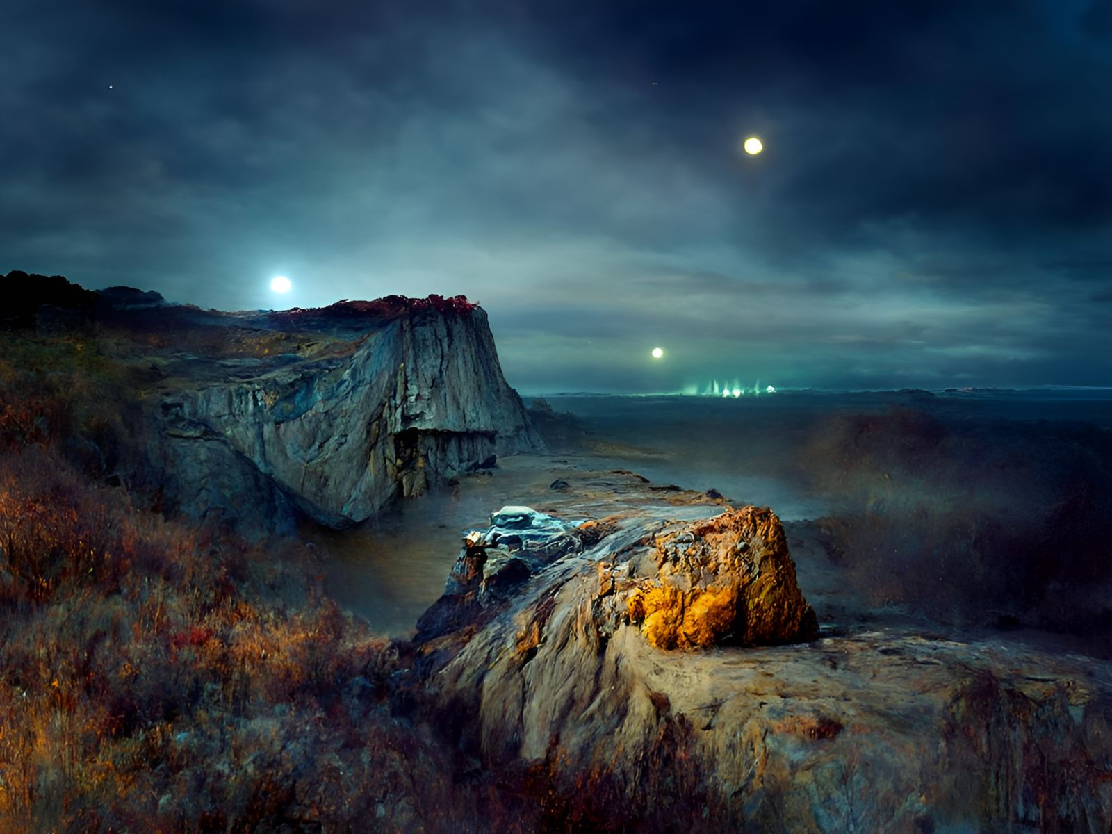 Extraterrestrial Cliffside Landscape in Film Photography Sty...