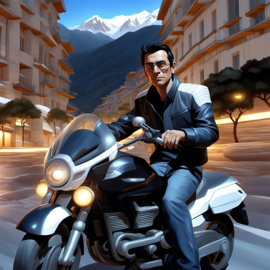 Futuristic Face Integrated into Andean Mountain Landscape