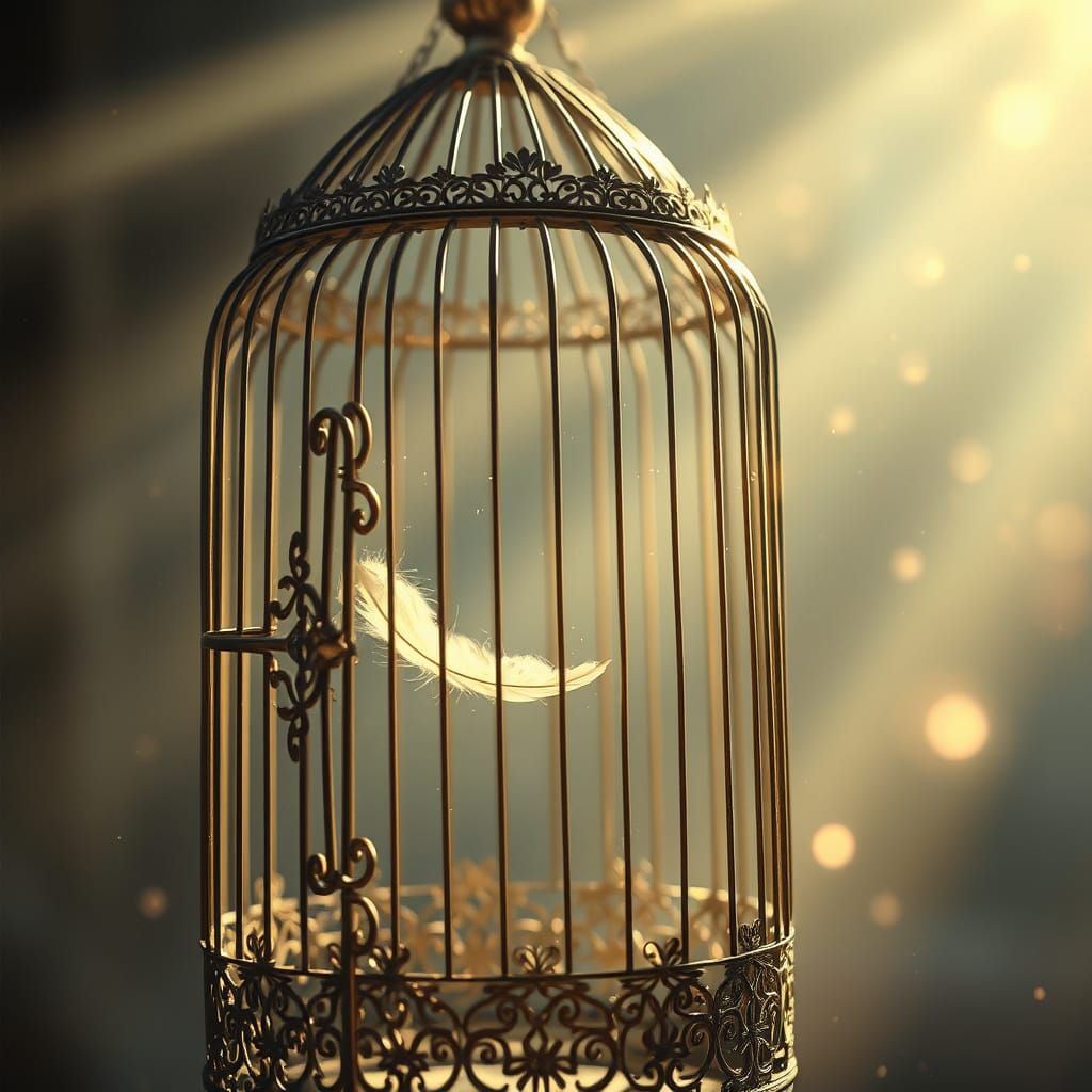 Ethereal Antique Birdcage in Divine Sunshine