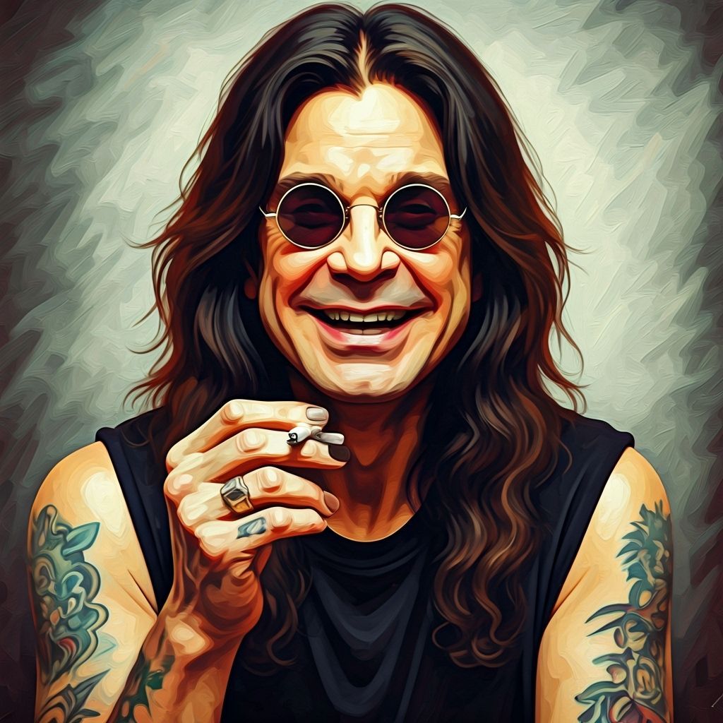 Ozzy Osbourne Impressionistic Portrait with Expressive Oil P...