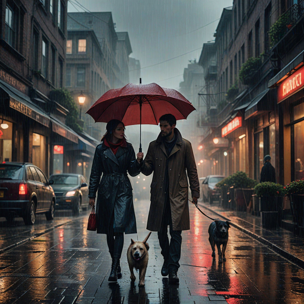 Ethereal Rainy Cityscape in Cinematic Digital Art