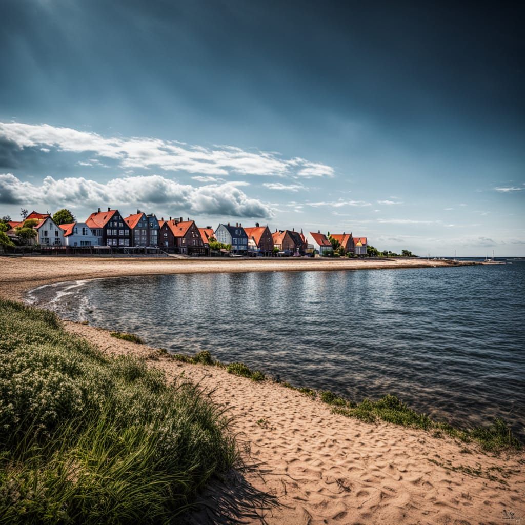 Sunny Summer Morning in Kalundborg: Hyperrealistic Seascape