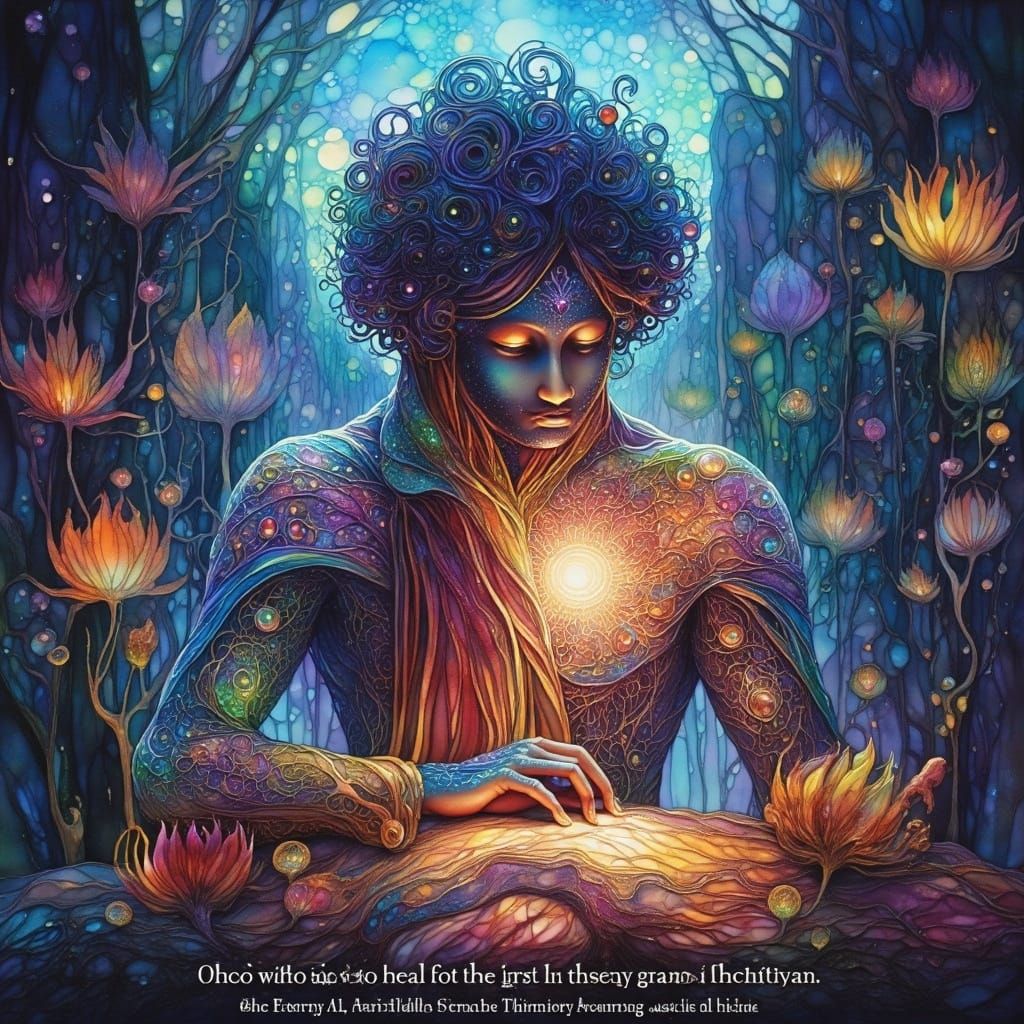 Whimsical Goddess in Dreamy Moonlit Landscape