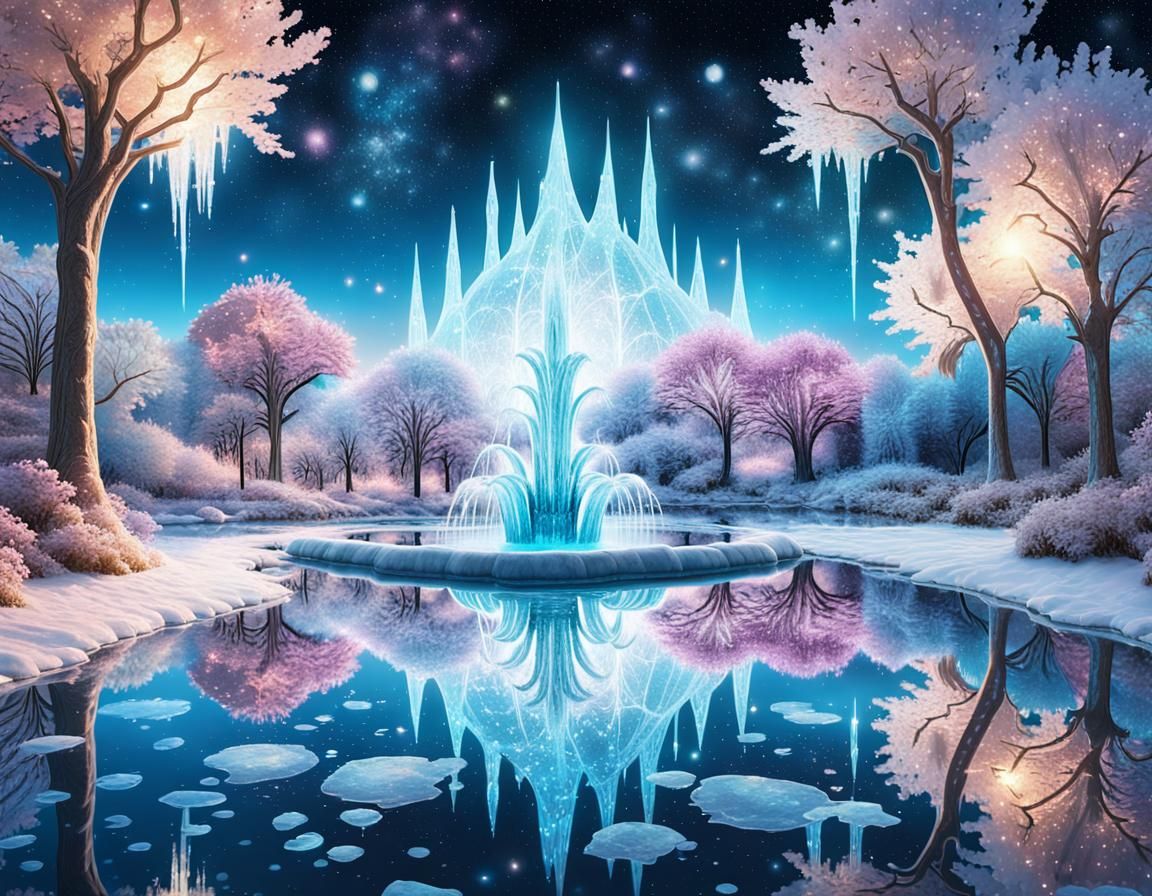 Mystical Ice Garden with Pastel Lights