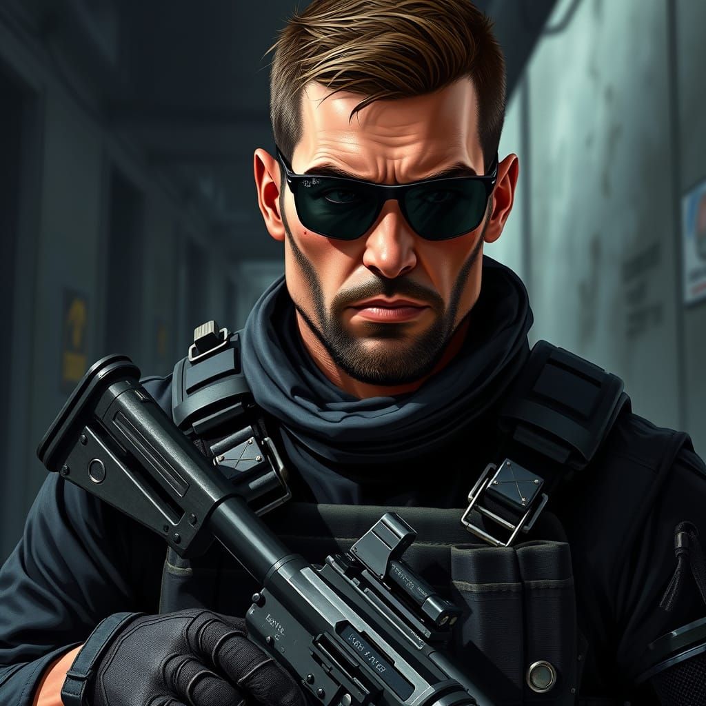 Tactical Marine Operator in Dark Urban Grit